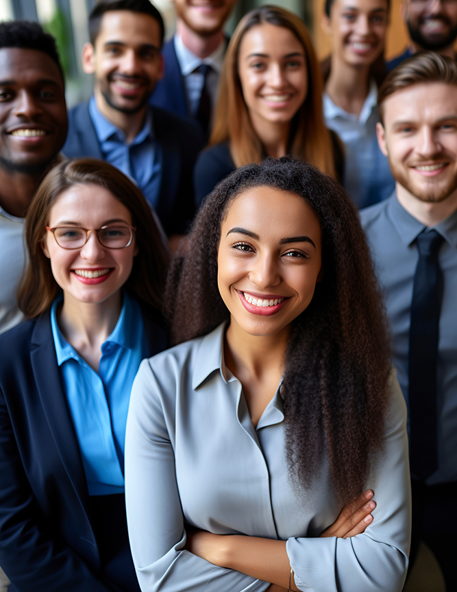 Team leaders and employees of a large company Team leaders and employees of a large company